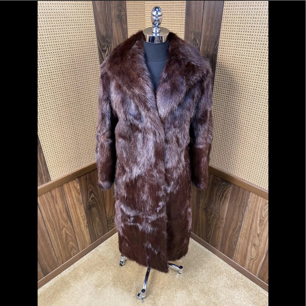 PHILIP REINER BROWN LONG HAIRED BEAVER FUR COAT